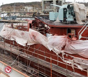 Remont ORP Błyskawica w PGZ Stoczni Wojennej. Fot. Henryk Nagrodzki / Muzeum Marynarki Wojennej