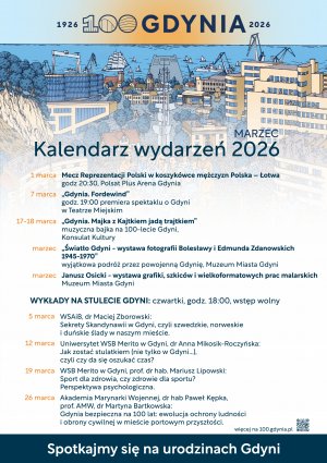 Wydarzenia związane ze 100-leciem Gdyni organizowane w marcu 2026 roku