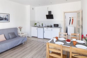 Salon z aneksem kuchennym w obiekcie noclegowym Sleepy3city - 10 Lutego 23/6b