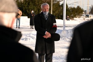 Obchody 79. rocznicy utworzenia Armii Krajowej przy pomniku Armii Krajowej na Skwerze Kościuszki w Gdyni. N/z Eugeniusz Wrochna, prezes honorowy Koła w Gdyni Światowego Związku Żołnierzy Armii Krajowej. Fot. Michał Puszczewicz