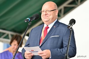 Marek Kiersnowski, dyrektor Stena Line Polska, podczas uroczystości nadania nazwy nowemu promowi // fot. Michał Puszczewicz 