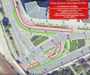 Mapka przedstawiająca zmiany w organizacji ruchu opisane w artykule