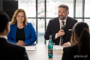 Prezydent Aleksandra Kosiorek i przewodniczący Rady Miasta Gdyni Tadeusz Szemiot