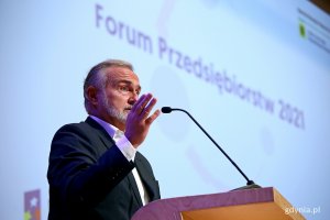 Wojciech Szczurek, prezydent Gdyni podczas wystąpienia na Forum Przedsiębiorstw // fot. Przemysław Kozłowski