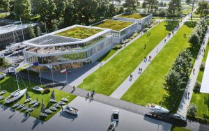Wizualizacja przedstawiająca Olimpijskie Centrum Żeglarskie. (mat. Gdyńskie Centrum Sportu)