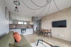 Mieszkanie Bernadowska 1E/12 salon z aneksem kuchennym