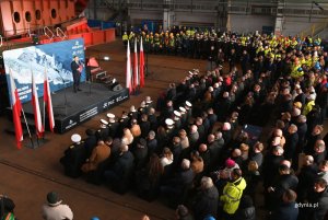 Uroczystość położenia stępki pod nową fregatę odbyła się w PGZ Stoczni Wojennej (fot. Magdalena Starnawska)