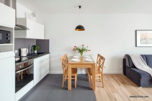 Salon z aneksem kuchennym w obiekcie Sleepy3city - Apartament Batorego 9