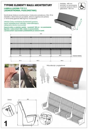 ławka łukowa z oparciem bez podłokietników