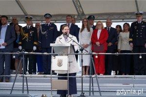Aleksandra Kosiorek, prezydent Gdyni na pokładzie ORP „Błyskawicy" (fot. Magdalena Starnawska)