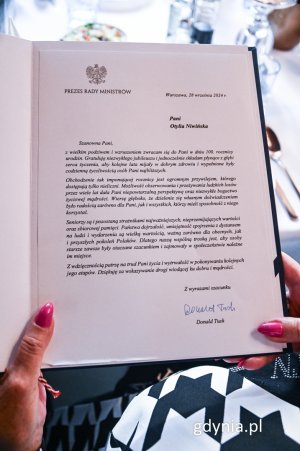  28 września 2024 roku Pani Otylia Niwińska, mieszkanka Gdyni, obchodziła swoje setne urodziny, fot. Michał Sałata