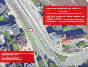 Mapka przedstawiająca zmiany w organizacji ruchu opisane w artykule