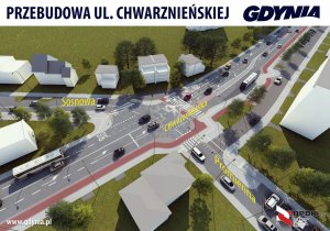 Wizualizacja skrzyżowania ulicy Chwarznieńskiej z Sosnową i Promienną, fot. mat. inwestora