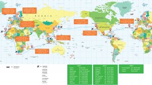 Mapa rejsu „Daru Młodzieży" // fot. mat. prasowe Akademii Morskiej w Gdyni