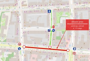 Zamknięcie ul. 10 Lutego. Zmiany w organizacji ruchu (materiały Zarządu Dr&oacute;g Miejskich w Gdyni)