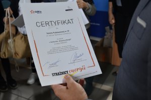 Certyfikat projektu "Strażnicy energii" // fot. Paweł Marszałkowski