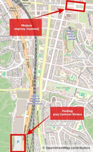 Mapka przedstawiająca zmiany w organizacji ruchu opisane w artykule