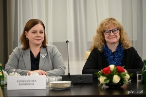 Konferencja &bdquo;Polityka państwa polskiego wobec materialnego i niematerialnego dziedzictwa wpisanego na Listę Światowego Dziedzictwa UNESCO&rdquo; w Senacie RP. Na zdjęciu widoczne: Aleksandra Kosiorek, prezydent Gdyni oraz dr Joanna Leman, kierowniczka Referatu Wsp&oacute;łpracy z Zagranicą Urzędu Miasta Gdyni. (fot. Łukasz Kamasz/gdynia.pl)