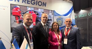 Na zdjęciu m.in.: wiceprezydentka Gdyni Oktawia Gorzeńska i Yaroslav Shanko, szef chersońskiej Miejskiej Administracji Wojskowej 