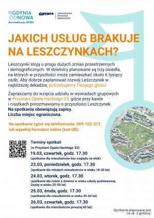 Plakat promujący badania fokusowe na Leszczynkach