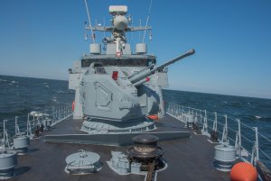 ORP „Grom” ćwiczy na wodach Zatoki Gdańskiej // fot. kmdr ppor. Radosław Pioch / 3.FO