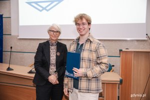 Damian Mitros i Przewodnicząca Rady Miasta Gdyni Joanna Zielińska / fot. Mateusz Dietrich 