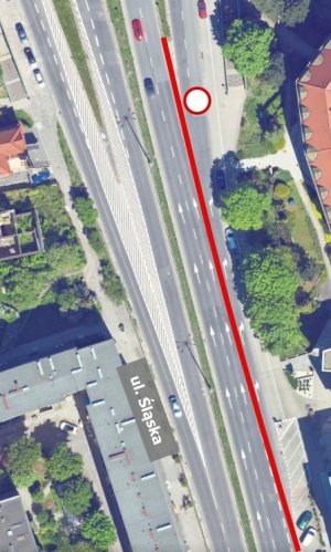 Mapka przedstawiająca zmiany w organizacji ruchu opisane w artykule