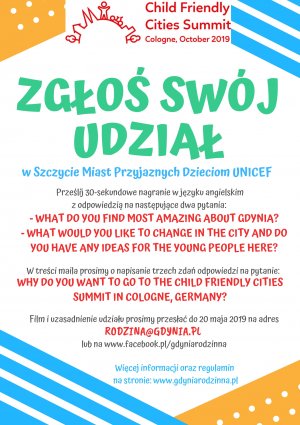 Wyjedź na Szczyt Miast Przyjaznych Dzieciom UNICEF // mat.prasowe