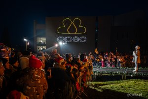 Występ wokalistki z Młodzieżowego Domu Kultury w Gdyni podczas gdyńskich mikołajek na placu Grunwaldzkim (fot. Kamil Złoch)