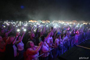 Publiczność z latarkami w rekach podczas jednego z koncertów w ramach Globaltiki w parku Kolibki