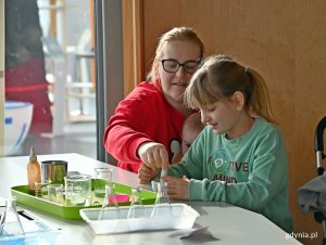 Uczestnicy warsztatów w Centrum Nauki Experyment podczas wykonywania jednego z zadań 