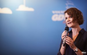 Wiceprezydent Gdyni Katarzyna Gruszecka-Spychała na konferencji podsumowującej VGSD 2019 / fot. ShutterSail.com - Robert Hajduk Sailing Photography