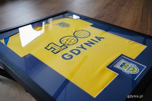 Pamiątkowa, jubileuszowa koszulka Arki Gdynia z okazji stulecia miasta 