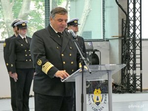 prof. dr hab. inż. kpt. ż. w. Adam Weintrit – rektor Uniwersytetu Morskiego w Gdyni przemawiający podczas otwarcia Centrum Sportu i Rekreacji Uniwersytetu Morskiego