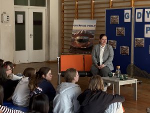 Aleksandra Kosiorek na spotkaniu z uczniami 