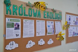 Gazetka &bdquo;Kr&oacute;lowa Ekologii&rdquo; na jednej ze szkolnych tablic
