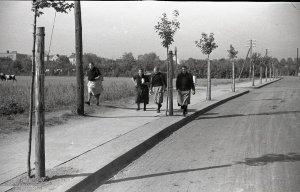 Fotografia z archiwum cyfrowego Muzeum Miasta Gdyni. Rybaczki z koszami na ryby na ulicy Orłowskiej w Orłowie, 1935 // fot. Henryk Poddębski 
