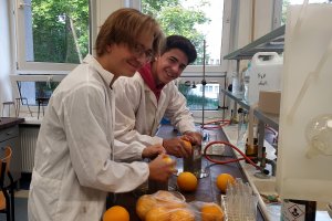 Pracownia chemiczna Justyny Raulin w III LO w Gdynia, na zdjęciu uczniowie podczas zajęć koła chemicznego  (mat. arch. III LO)