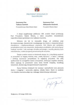  Kto złożył życzenia Gdyni?