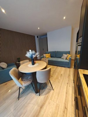 Salon z aneksem kuchennym w Apartamencie Wlk House