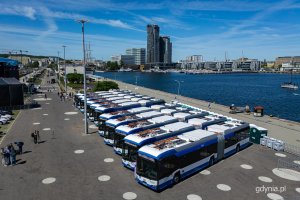 Przekazanie nowych autobus&oacute;w elektrycznych Solaris Urbino 18 Electric na Molo Południowym w Gdyni (fot. Kamil Złoch)