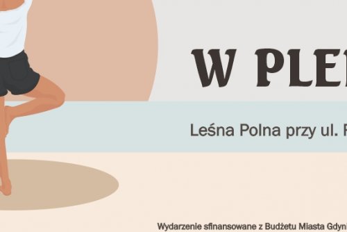 Graficzny plakat z kobietą ćwiczącą jogę na tle morza.