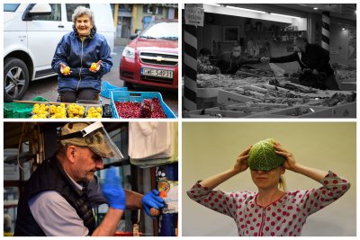 Prace nagrodzone w konkursie „Zakupy z ludzką twarzą”. W górnym rzędzie najlepsze zdjęcia w kategorii „Zakupy z uśmiechem”, których autorkami są: Monika Michałek (po lewej) i Joanna Wawiernia (po prawiej). W dolnym rzędzie prace nagrodzone w kategorii „Jesień pełna smaków” (po lewej, autorka: Łucja Szoja) i „Fotoreportaż z wydarzenia na halach” (po prawej, autorka: Ewa Morzuch) // fot. materiały konkursowe