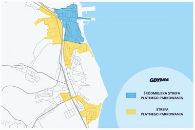 Strefy płatnego parkowania w Gdyni - mapka// mat. ZDIZ Gdynia