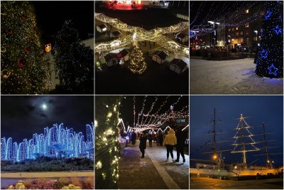 Świąteczne iluminacje #wGdyni // autorzy: (od lewej u góry, zgodnie ze wskazówkami zegara): Artur Wojtczak Fotografia - grupa na FB Gdynia w obiektywie, Marcin Marta Czarny - grupa na FB Gdynia w obiektywie, Karolina Szypelt, Magda Śliżewska, Karolina Szypelt, Yvonne la Plata - grupa na FB Gdynia w obiektywie.