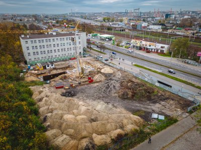 Hala sportowa przy ul. Morskiej - widok na plac budowy//fot.T.Kamiński