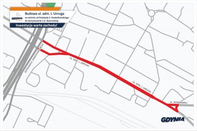 Przebudowa ulicy admirała Unruga – poznaliśmy projektanta, mapa zakresu inwestycji, mat. Dzielnice#wGdyni