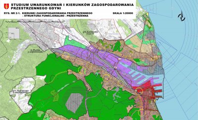 Fragment mapy Studium Uwarunkowań i Kierunków Zagospodarowania Przestrzennego Biura Planowania Przestrzennego w Gdyni