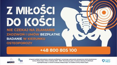 Po raz kolejny Gdynia wraz z Gdyńskim Centrum Zdrowia zapraszają do mobilnych punktów badań profilaktycznych przeciwko osteoporozie. (Mat. GCZ)