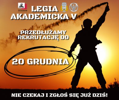 Plansza promocyjna naboru do Legii Akademickiej. Data 20 grudnia 2021.